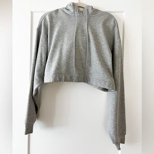 Alo Yoga Bae Hoodie Cropped SMALL - Athletic Heather Grey